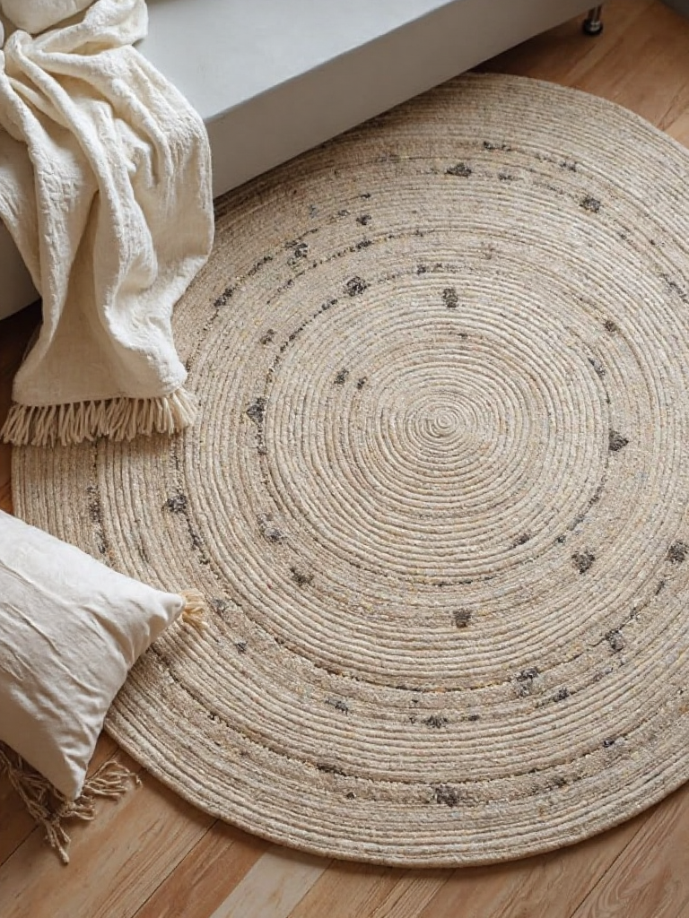 Alfombra redonda de sisal y algodón (todos los tamaños)