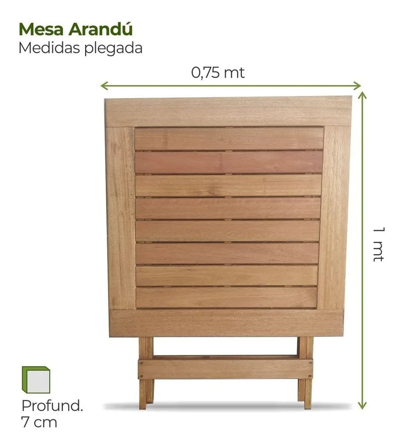 Mesa Arandu 75x75 +4 Silla Asia Pleg